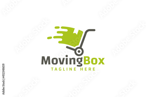 moving box logo vector graphic for any business especially for warehouse, moving house, delivery service, ecommerce
