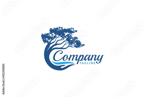 tree logo vector graphic with a combination of luxury tree, hand, and water for any business especially for charity, law firm, family care, education, etc.