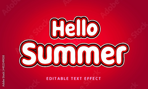 hello summer 3D editable text effect design photo