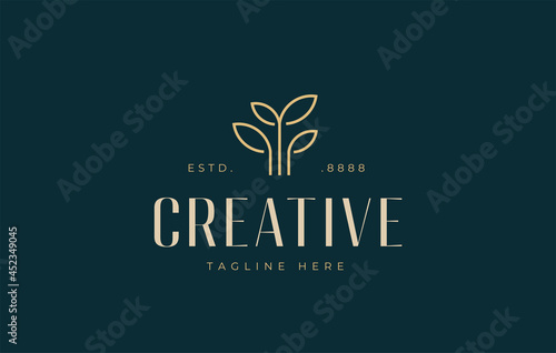 Plant seed logo, reforestation logo go green vector line art illustration