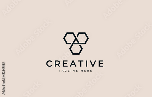 Three Infinite Hexagon. Triple Hexagon Logo Template, Triple Hexagon logo abstract.