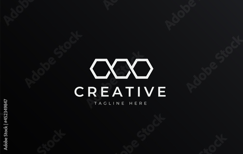 Three Infinite Hexagon. Triple Hexagon Logo Template, Triple Hexagon logo abstract.