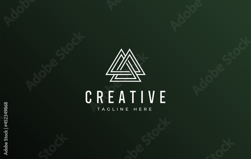 Three Infinite Triangle. Triple Triangle Logo Template, Triple Triangle logo abstract.