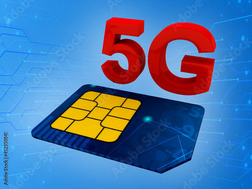 3d render 5G sim card
 photo