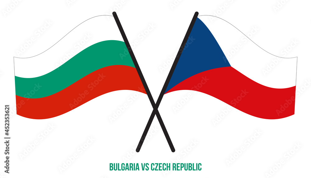 Bulgaria and Czech Republic Flags Crossed And Waving Flat Style. Official Proportion. Correct Colors Bulgaria and Czech Republic Flags Crossed And Waving Flat Style. Official Proportion. Correct Colors