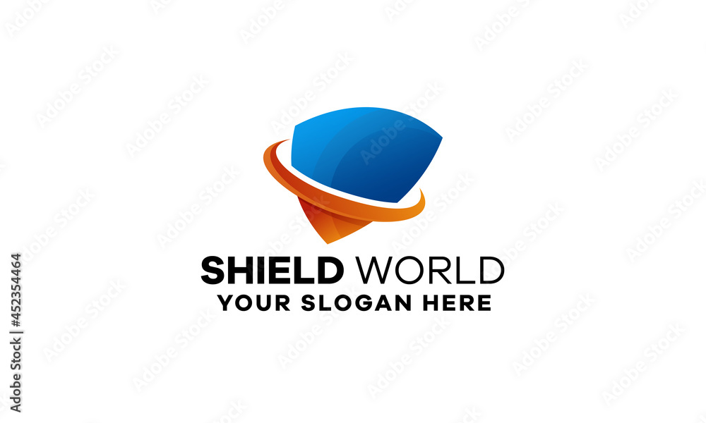 Shield World Gradient Logo Template Shield World Gradient Logo Template