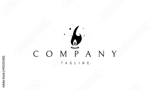 Vector logo on which an abstract image of a candle flame.