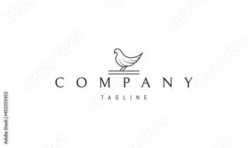 Vector logo on which an abstract image of a dove in a linear style.