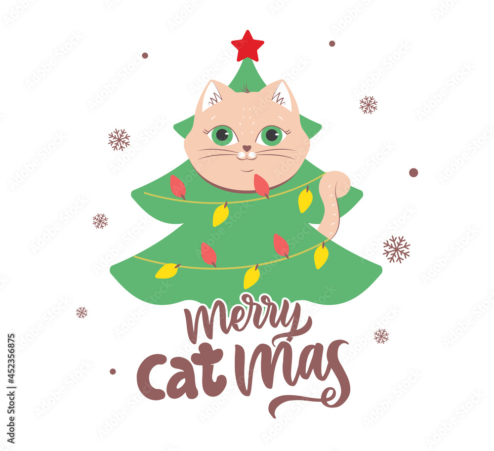 The cat with tree is good for Merry Christmas designs, cards