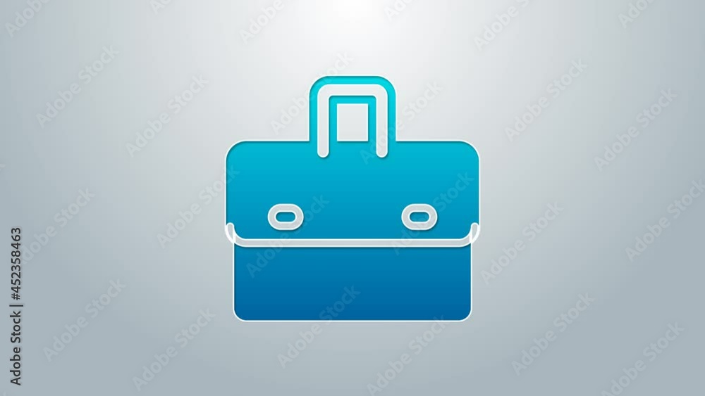 Blue line Briefcase icon isolated on grey background. Business case sign. Business portfolio. 4K Video motion graphic animation Blue line Briefcase icon isolated on grey background. Business case sign. Business portfolio. 4K Video motion graphic animation