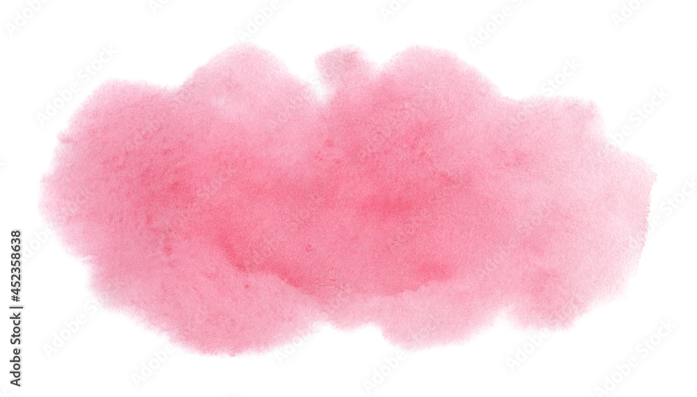 Abstract pink watercolor painting with stains and paper texture