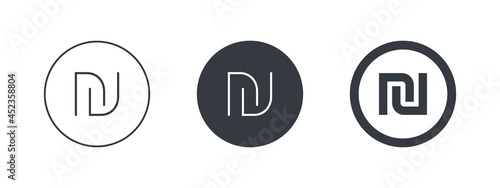 Sign of the Israeli shekel. The sign of the Israeli currency. Money symbols of the world. Vector illustration