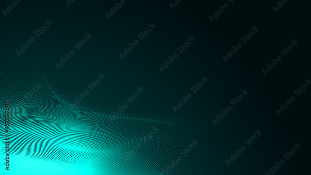 Fototapeta premium Abstract dot green wave gradient texture technology background.