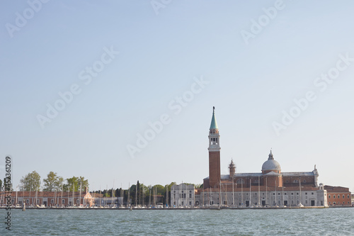 San Giorgio Maggiore and touristic Venice harbor 