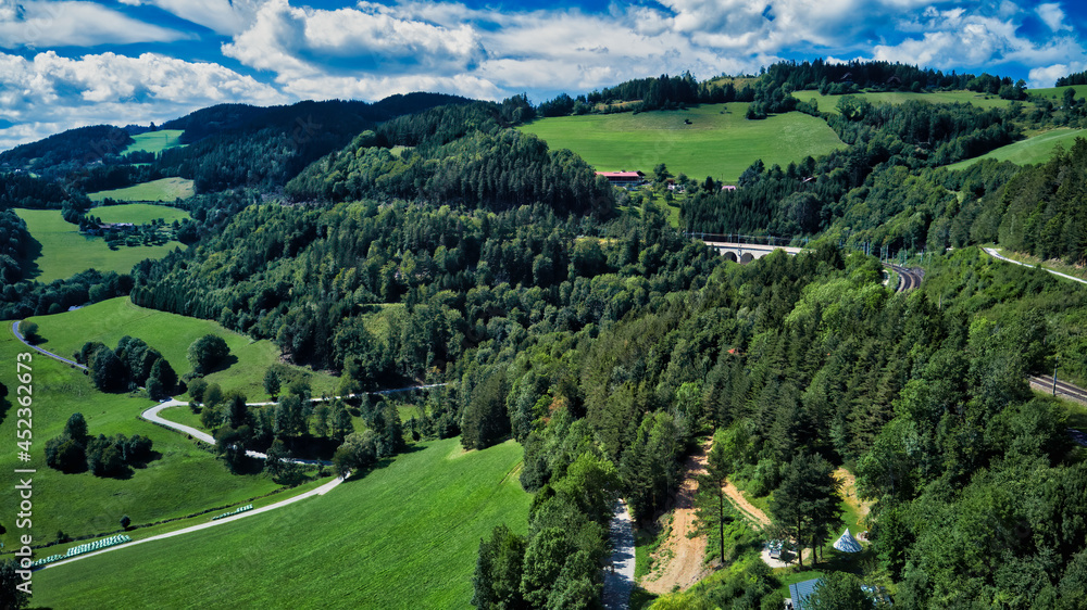 landschaft, himmel, natur, sommer, fluss, wald, land, baum, feld, berg, gras