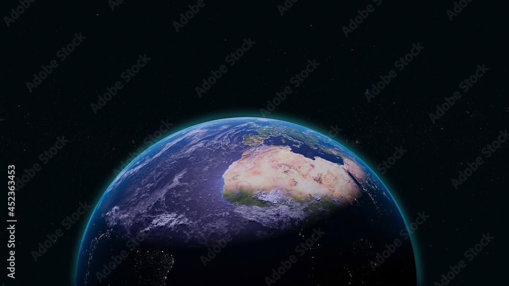 beautiful view of planet earth from the space in universe and cosmos science concept