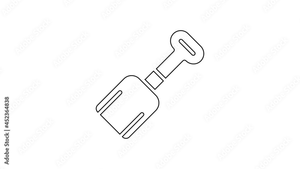 Black line Shovel toy icon isolated on white background. 4K Video motion graphic animation Black line Shovel toy icon isolated on white background. 4K Video motion graphic animation