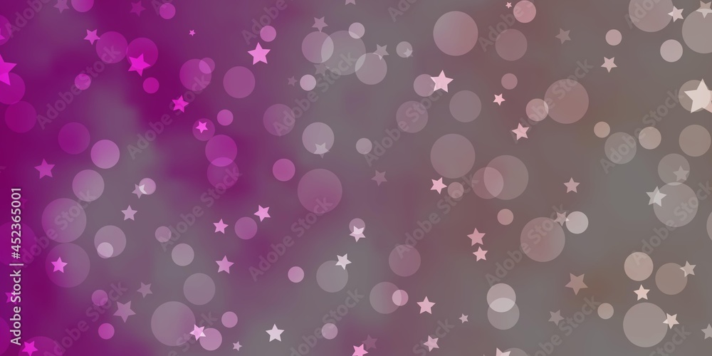 Light Pink vector background with circles, stars.