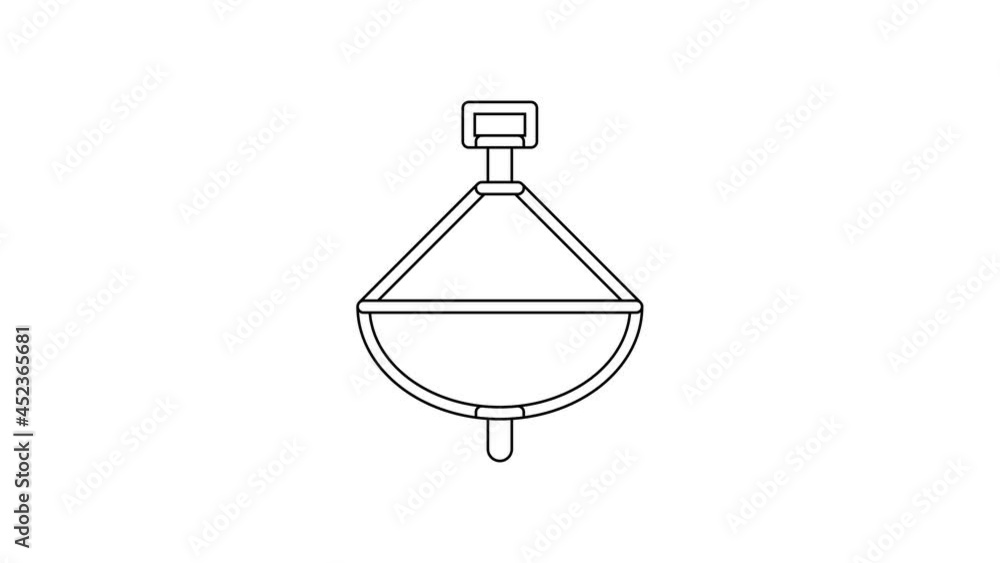 Black line Whirligig toy icon isolated on white background. 4K Video motion graphic animation Black line Whirligig toy icon isolated on white background. 4K Video motion graphic animation