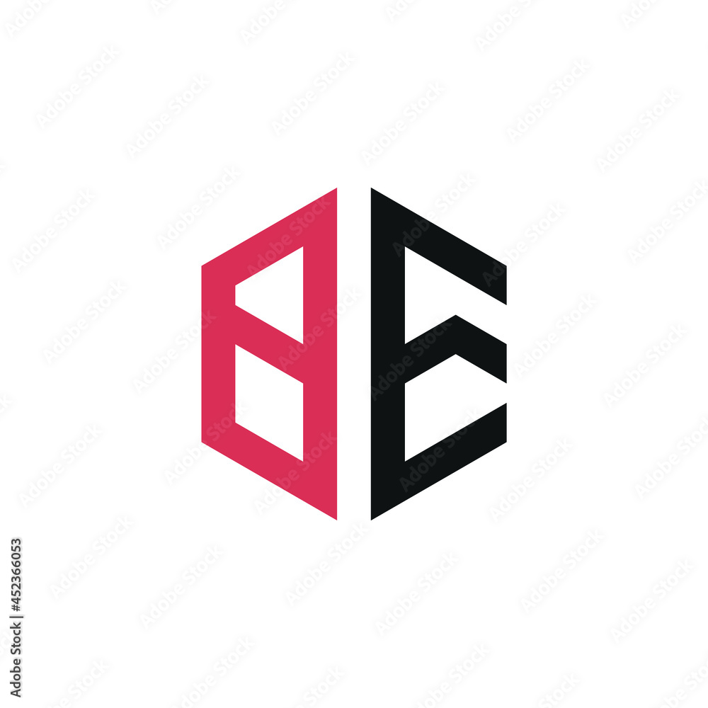 BE logo vector. Latter BE hexagonal logo. BE creative logo template