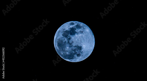 August blue moon in the night sky