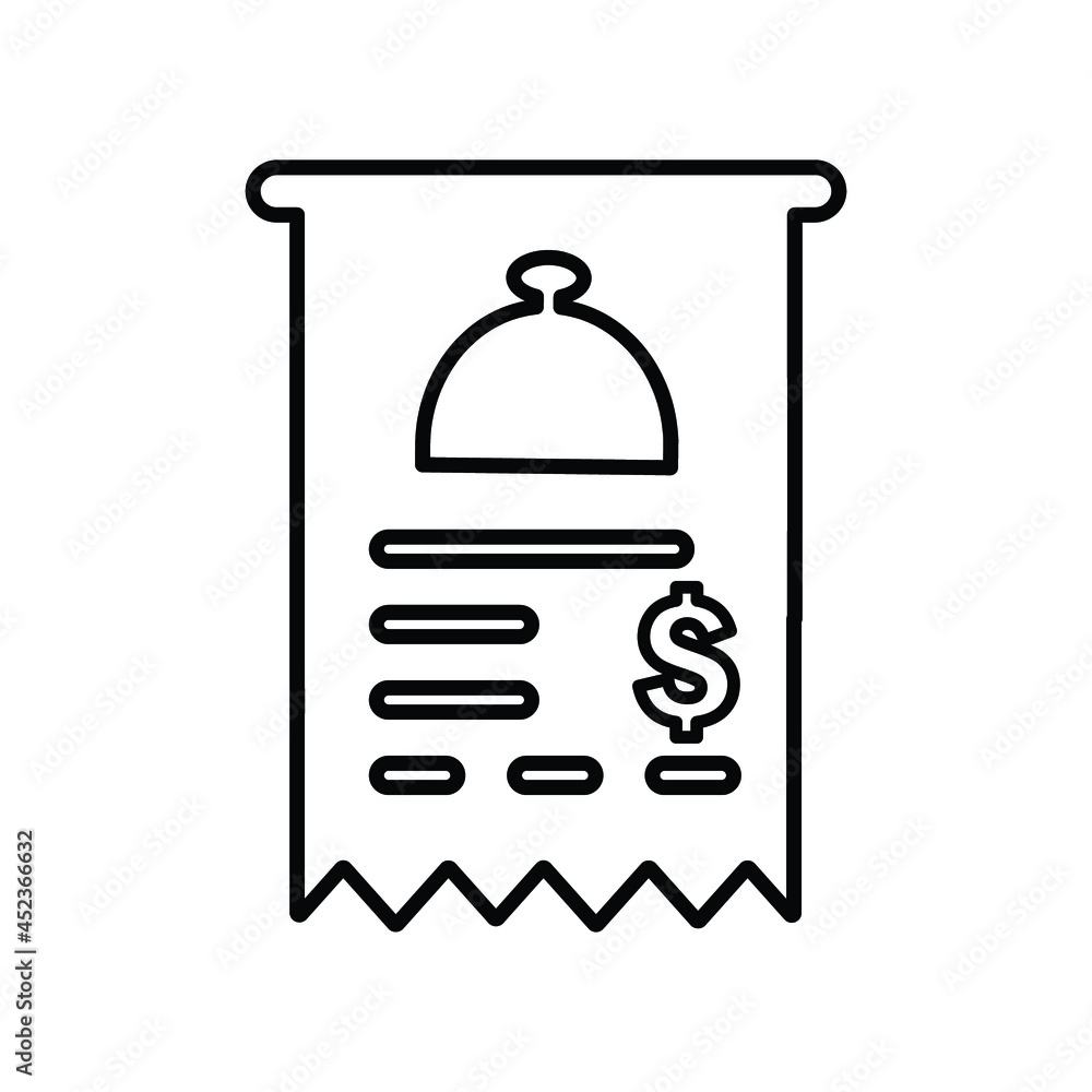 Bill, food, receipt outline icon. Line art design. Bill, food, receipt outline icon. Line art design.