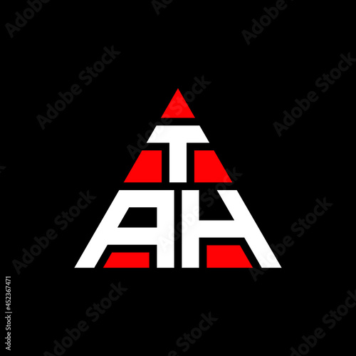 TAH triangle letter logo design with triangle shape. TAH triangle logo design monogram. TAH triangle vector logo template with red color. TAH triangular logo Simple, Elegant, and Luxurious Logo. TAH 
