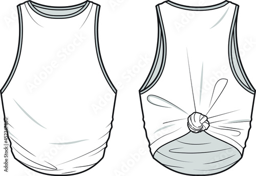 Women Tank Top fashion illustration vector, technical drawing, flat drawing.