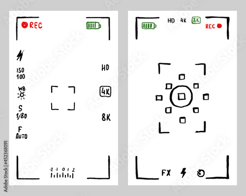 Camera Frame viewfinder screen doodle mockup.