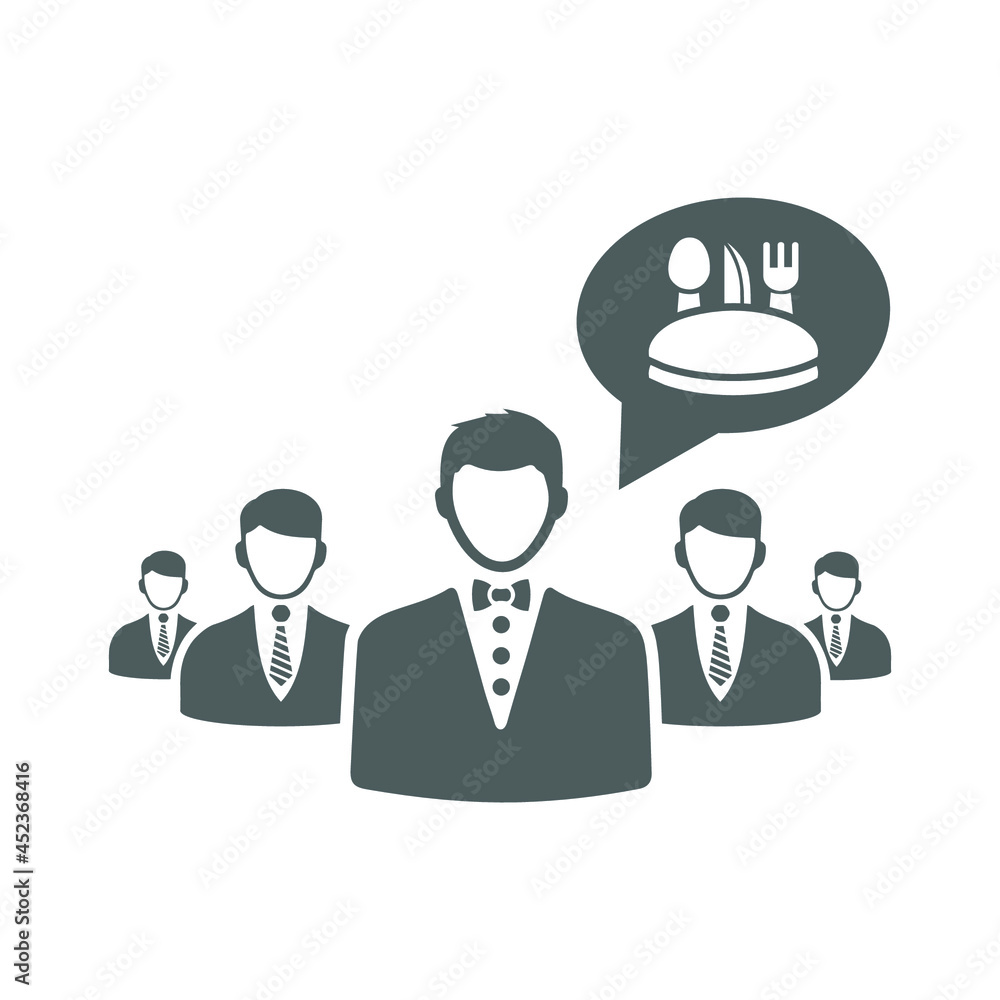 Food delivery team icon. Gray vector graphics. Food delivery team icon. Gray vector graphics.