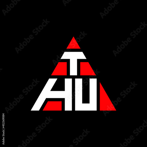 THU triangle letter logo design with triangle shape. THU triangle logo design monogram. THU triangle vector logo template with red color. THU triangular logo Simple, Elegant, and Luxurious Logo. THU 