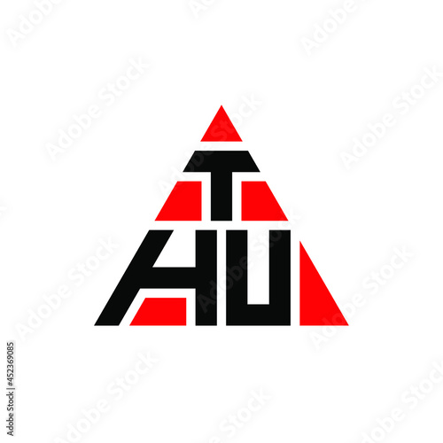 THU triangle letter logo design with triangle shape. THU triangle logo design monogram. THU triangle vector logo template with red color. THU triangular logo Simple, Elegant, and Luxurious Logo. THU 