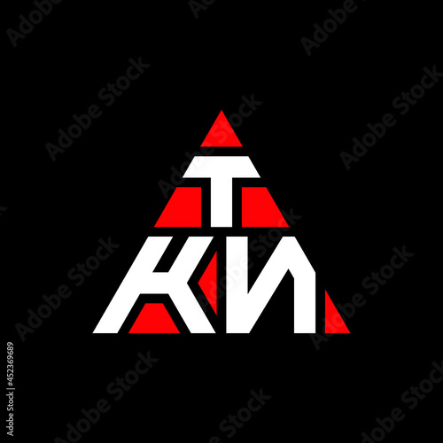 TKN triangle letter logo design with triangle shape. TKN triangle logo design monogram. TKN triangle vector logo template with red color. TKN triangular logo Simple, Elegant, and Luxurious Logo. TKN  photo