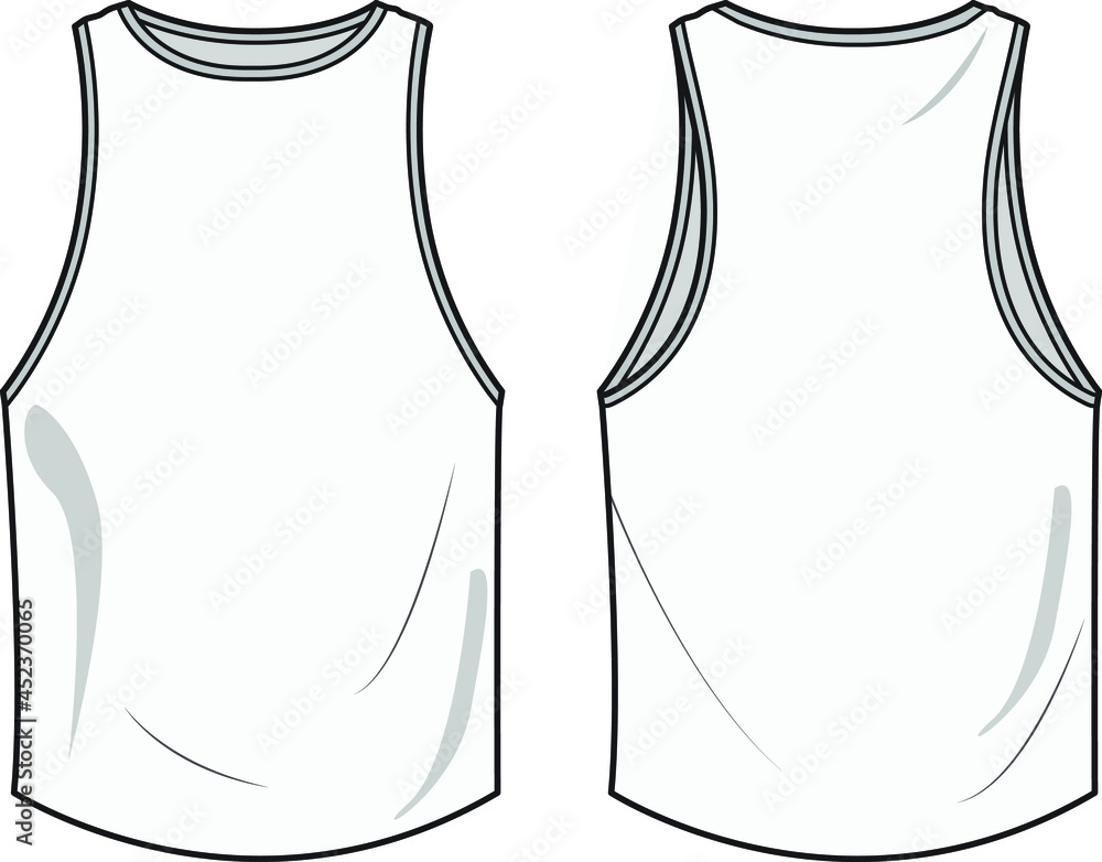 Men's Tank Top Front and Back View fashion illustration vector