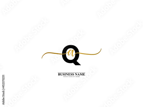 Letter QA Logo, creative qa aq signature logo for wedding, fashion, apparel and clothing brand or any kind of business
