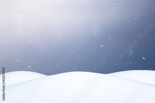 Beautiful sunny bright snow landscape, winter season copy space background.  © robsonphoto