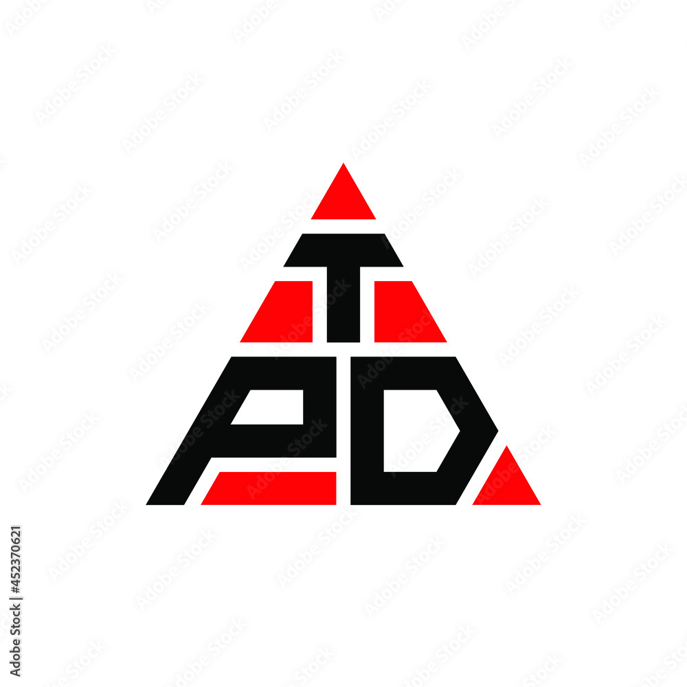 TPD triangle letter logo design with triangle shape. TPD triangle logo