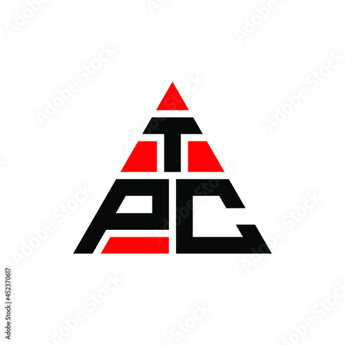 TPC triangle letter logo design with triangle shape. TPC triangle logo design monogram. TPC triangle vector logo template with red color. TPC triangular logo Simple, Elegant, and Luxurious Logo. TPC 