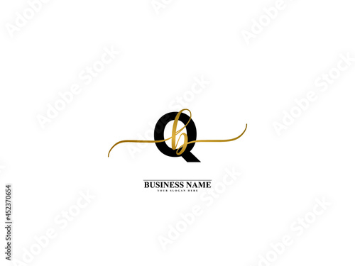 Letter QB Logo, creative qb bq signature logo for wedding, fashion, apparel and clothing brand or any kind of business
