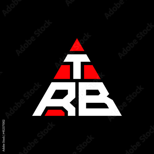 TRB triangle letter logo design with triangle shape. TRB triangle logo design monogram. TRB triangle vector logo template with red color. TRB triangular logo Simple, Elegant, and Luxurious Logo. TRB  photo