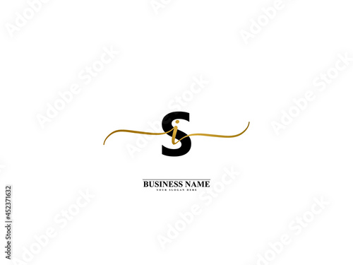 Letter SI Logo, creative si is signature logo for wedding, fashion, apparel and clothing brand or any kind of business