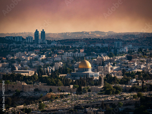 Jerusalem Old city - city view from mount Scopus 