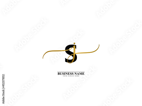 Letter SJ Logo, creative sj js signature logo for wedding, fashion, apparel and clothing brand or any kind of business