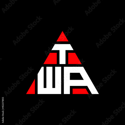TWA triangle letter logo design with triangle shape. TWA triangle logo design monogram. TWA triangle vector logo template with red color. TWA triangular logo Simple, Elegant, and Luxurious Logo. TWA  photo