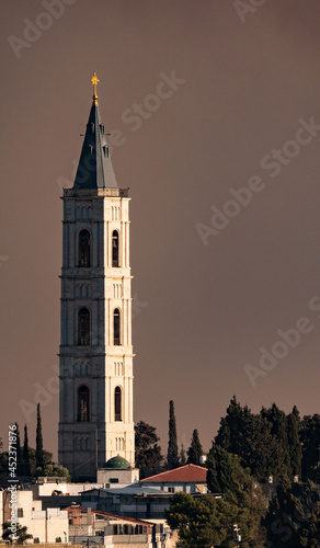Jerusalem Old city - city view from mount Scopus - Russian Church