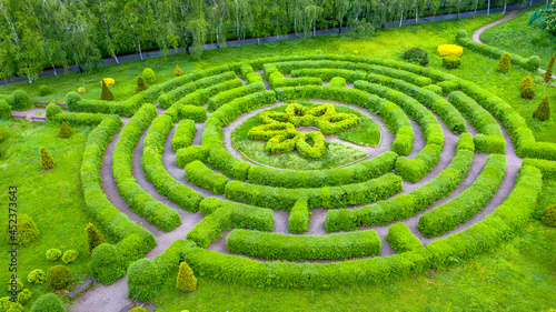 Topiary garden in the shape of a labyrinth.