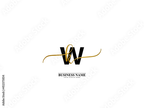 Letter WK Logo, creative wk kw signature logo for wedding, fashion, apparel and clothing brand or any kind of business photo