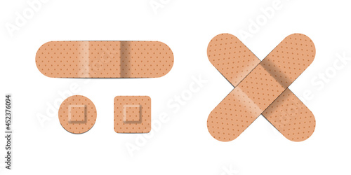 Realistic aids bandages isolated on white background, vector illustration