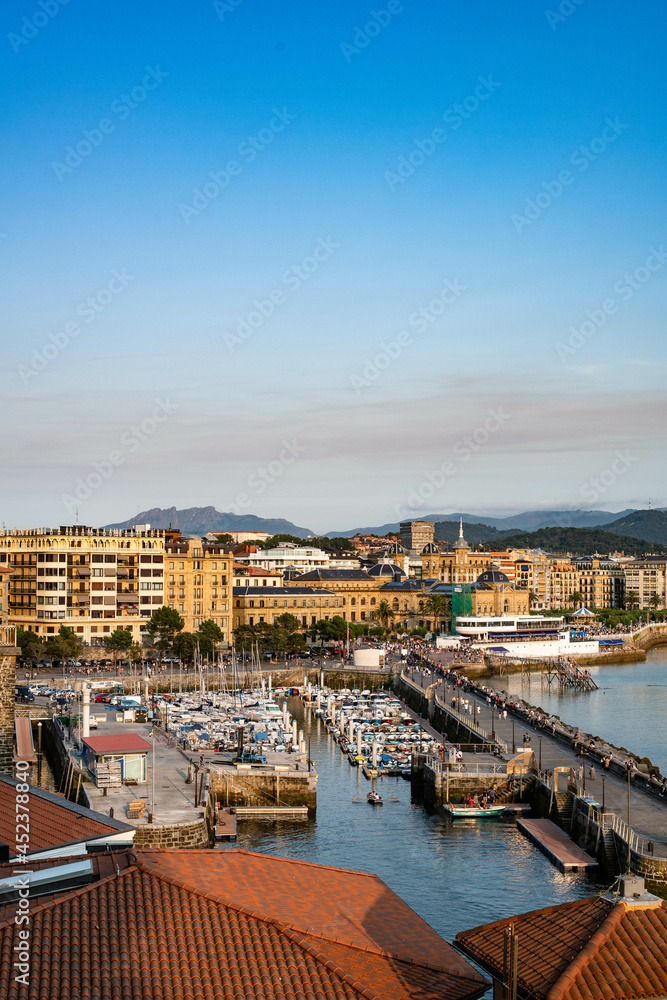A view to basin of the port in old part of the city of San Sebastian, Spain