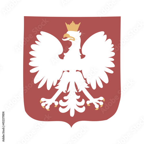Vector color hand drawn illustration Coat of Arms of Poland. Isolated on white background.
